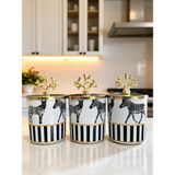 Özbience Şık Silindir Baharatlık Seti, Kahve Köşesi Zebra Desenli, Gold Mercan - Seçenek 1