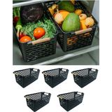 Özbience Siyah Çok Amaçlı Plastik Organizer Sepet Seti, Dolap ve Banyo Düzenleyici - Ahşap - Seçenek 1
