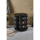 Özbience Siyah Döner Standlı Yuvarlak Cam Baharatlık Seti 12'li - Seçenek 1