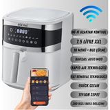 Özbience Smart Air Fryer Pro6 7.5l Wifi Çelik Yağsız Fritöz - Ahşap - Beyaz
