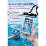 Özbience Su Geçirmez Dokunmatik Telefon Kılıfı - Boyun Askılı, Tüm Telefonlara Uygun - Seçenek 1 - Ahşap - Beyaz