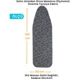 Özbience Süngerli ve Keçeli, Ayarlanabilir Ütü Masası Kılıfı Örtüsü 50X150 cm - Altın - Gri - Seçenek 1