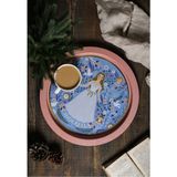 Özbience Tales Desenli Yuvarlak Metal Tepsi, 37 Cm, Çay ve Kahve Sunumu - Ahşap - Bej - Seçenek 1