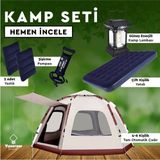 Özbience Taşınabilir 6 Kişilik Otomatik Çadır Seti, Yatak, Kamp Lambası, Pompa, Yastık - Ahşap - Ceviz