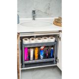 Özbience Tekerlekli 2 Katlı Lavabo Altı Mutfak ve Banyo Düzenleyici Raf - Altın - Gri - Seçenek 1