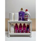 Özbience Tekerlekli 2 Katlı Lavabo Altı Mutfak ve Banyo Düzenleyici Raf Beyaz - Ahşap - Beyaz - Seçenek 1