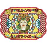 Özbience Turuncu Renkli 47X33 cm Büyük Seramik Tepsi, Şık ve Dayanıklı Tasarım - Açık Bej - Seçenek 1
