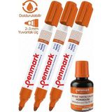 Özbience Turuncu Yazı Tahta Kalemi 3'lü ve 30ML Mürekkep Doldurulabilir Set - 6 Renk - Seçenek 1