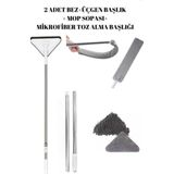 Özbience Üçgen Cam Silme Mop ve Dip Köşe Mikrofiber Toz Alma Aparatı - Ahşap - Beyaz - Seçenek 1