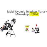 Özbience Uzay ve Kara Teleskopu ile Işıklı Mikroskop Hediye Seti - Açık Bej - Seçenek 1