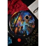 Özbience Venice Desenli Yuvarlak Tepsi 36 Cm, Şık ve Dayanıklı Mutfak Aksesuarı - Ahşap - Beyaz - Seçenek 1