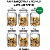 Özbience Viva 6'lı Kavanoz Seti, 1500 Cc, Şık ve Dayanıklı Mutfak Saklama Çözümleri - Ahşap - Beyaz