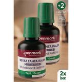 Özbience Yeşil Yazı Tahta Kalemi Mürekkebi 30 Ml, 2'li Set, Düşük Silinebilirlik - 3BP-Yeşil - Seçenek 1