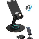 Özbience Yüksekliği Ayarlanabilir 360° Dönebilen Masaüstü Telefon ve Tablet Tutucu - Seçenek 1 - Ahşap