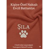 Özbience Yumuşak Welsoft Kedi Köpek Battaniyesi, Nakışlı ve Kişiselleştirilebilir - Antrasit