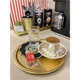 Özbience Yuvarlak Gold Sunum Tepsisi, Dekoratif Servis, Çay ve Kahve Için 22 cm - Altın - Seçenek 1