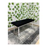 ÖZCAN METAL Beyaz Metal Ayaklı Metal Kasalı Bench Mutfak Salon Antre Yatak Odası Balkon Puf Bank