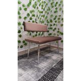 Özcan Mobilya Aksesuar Krom Metal Ayaklı Metal Kasalı Sırtlı Mutfak Salon Antre Yatak Odası Balkon Bench Puf Bank Oturak - Kahverengi