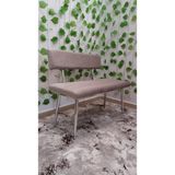 Özcan Mobilya Aksesuar Krom Metal Ayaklı Metal Kasalı Sırtlı Mutfak Salon Antre Yatak Odası Balkon Bench Puf Bank Oturak - Krem