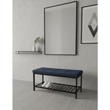 Özcan Mobilya Aksesuar Metal Ayaklı Raflı Bench Puf Bank Antre Mutfak Salon Yatak Odası Puf Bank 105×40 - Füme