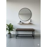 Özcan Mobilya Aksesuar Metal Ayaklı Raflı Bench Puf Bank Antre Mutfak Salon Yatak Odası Puf Bank 105×40 - Kahverengi