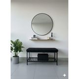 Özcan Mobilya Aksesuar Metal Ayaklı Raflı Bench Puf Bank Antre Mutfak Salon Yatak Odası Puf Bank 105×40 - Siyah