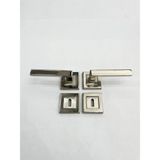 Özcan Nikel Inox Oda Kapı Kolu - Kare Rozetli - 1 Takım No : 10