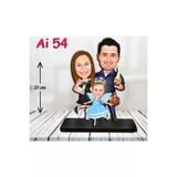 Özcan Tasarım Kişiye Özel Ahşap Biblo - Aile Karikatür Biblo - 3 Kişilik Aile Biblo 14