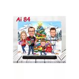 Özcan Tasarım Kişiye Özel Ahşap Biblo - Aile Karikatür Biblo - 4 Kişilik Aile Biblo 37
