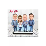 Özcan Tasarım Kişiye Özel Ahşap Biblo - Aile Karikatür Biblo - 4 Kişilik Aile Biblo 41
