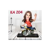 Özcan Tasarım Kişiye Özel Ahşap Biblo - Motor Kullanan Kadın Karikatür Biblo 3