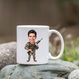 Özcan Tasarım Kişiye Özel Bardak - Karikatür Bardak - Erkek Asker Bardak Beyaz