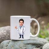 Özcan Tasarım Kişiye Özel Bardak - Karikatür Bardak - Erkek Doktor Bardağı Beyaz