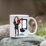 Özcan Tasarım Kişiye Özel Bardak - Karikatür Bardak - Kadın Kuaför Bardağı Beyaz