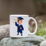 Özcan Tasarım Kişiye Özel Bardak - Karikatür Bardak - Mezun Öğrenci Bardağı Beyaz