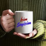 Özcan Tasarım Kişiye Özel Borda Mavi Isim Yazılı Bardak - Isimli Bardak - Renkli