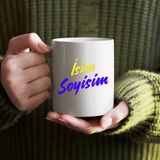 Özcan Tasarım Kişiye Özel Sarı Lacivert Isim Yazılı Bardak - Isimli Bardak - Renkli