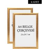 Özcanlar Çerçeve 2 Li Set A4(21X29.7) Diploma Çerçevesi Belge Çerçeveleri Sertifika Çerçevesi - Gold - 21 x 30