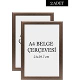 Özcanlar Çerçeve 2 Li Set A4(21X29.7) Diploma Çerçevesi Belge Çerçeveleri Sertifika Çerçevesi - Kahve - 21 x 30