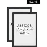 Özcanlar Çerçeve 2 Li Set A4(21X29.7) Diploma Çerçevesi Belge Çerçeveleri Sertifika Çerçevesi - Siyah - 21 x 30