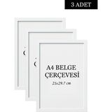 Özcanlar Çerçeve 3 Lü Set A4(21X29.7) Diploma Çerçevesi Belge Çerçeveleri Sertifika Çerçevesi - Beyaz - 21 x 29,7