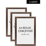 Özcanlar Çerçeve 3 Lü Set A4(21X29.7) Diploma Çerçevesi Belge Çerçeveleri Sertifika Çerçevesi - Kahve - 21 x 29,7
