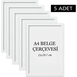 Özcanlar Çerçeve 5 Li Set A4(21X29.7) Diploma Çerçevesi Belge Çerçeveleri Sertifika Çerçevesi - Beyaz - 21x30