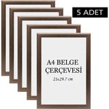 Özcanlar Çerçeve 5 Li Set A4(21X29.7) Diploma Çerçevesi Belge Çerçeveleri Sertifika Çerçevesi - Kahverengi - 21x30