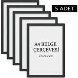 Özcanlar Çerçeve 5 Li Set A4(21X29.7) Diploma Çerçevesi Belge Çerçeveleri Sertifika Çerçevesi - Siyah - 21x30