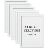 Özcanlar Çerçeve 5'li Set A4 Çerçeve Ucuz 21X29,7 Sertifika Evrak Diploma Belge Fotoğraf Çerçevesi Duvara Asılabilir Ofis - Beyaz - 21 x 29,7 cm