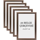 Özcanlar Çerçeve 5'li Set A4 Çerçeve Ucuz 21X29,7 Sertifika Evrak Diploma Belge Fotoğraf Çerçevesi Duvara Asılabilir Ofis - Ceviz - 21 x 29,7 cm