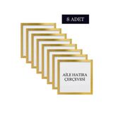 Özcanlar Çerçeve 8 Adet Aile Çerçeve Seti Tablo Seti Boş Çerçeve Masa Üstü Çerçeve - Gold - 10x10
