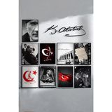 Özcanlar Çerçeve Atatürk Çerçevesiz Çerçeve Görünümlü Atatürk Fotoğrafları 10 Parça Mdf Tablo Seti Atatürk Imzası - 15 x 20 - Renkli