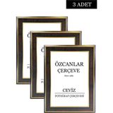 Özcanlar Çerçeve Boş Çerçeve Resim Çerçevesi Düğün Çerçevesi Çerçeve Gold Çerçeve Siyah Çerçeve Beyaz Çerçeve 3 Adet - Ceviz - 21 x 30